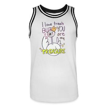 I love trash but you are my treasure - Men's Basketball Jersey - white/black - Front - AI Model Male 185 dark (185cm)