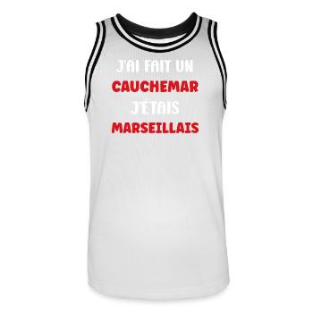 Cauchemar Marseillais - Maillot de basket Homme - blanc/noir - Devant - AI Model Male 185 dark (185cm)