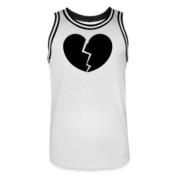 Le cœur brisé - Maillot de basket Homme - blanc/noir - Devant - AI Model Male 185 dark (185cm)