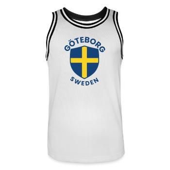 Wappen des Göteborger Schildes Schweden - Männer Basketball-Trikot - Weiß/Schwarz - Vorne - AI Model Male 185 dark (185cm)