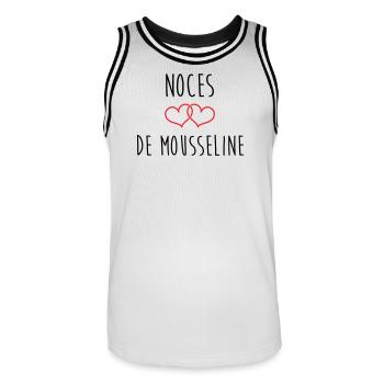 Noces de mousseline 36 ans de mariage - Maillot de basket Homme - blanc/noir - Devant - AI Model Male 185 dark (185cm)