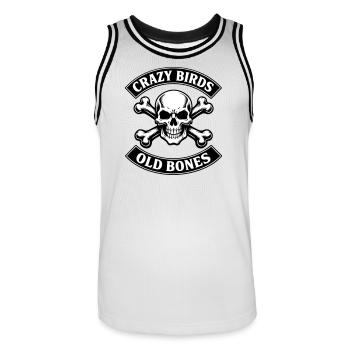 Old bones - auch im Alter etwas Verrückt - Männer Basketball-Trikot - Weiß/Schwarz - Vorne - AI Model Male 185 dark (185cm)