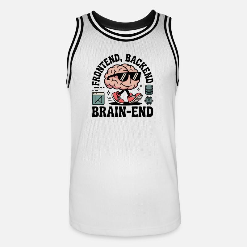Frontend, Backend, Brain-End | Developer - Men's Basketball Jersey - white/black