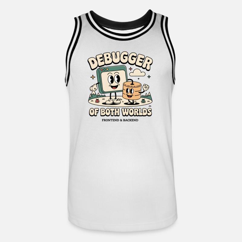 Debugger beider Welten | Debugging Dev - Männer Basketball-Trikot - Weiß/Schwarz