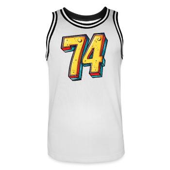 74 Nombre Coloré - Maillot de basket Homme - blanc/noir - Devant - AI Model Male 185 dark (185cm)