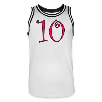 10. 10 YEARS. 10th ANNIVERSARY. 10 YEAR ANNIVERSARY. - Men's Basketball Jersey - white/black - Front - AI Model Male 185 dark (185cm)