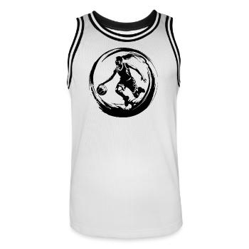 Basketball Player Woman Silhouette - Men's Basketball Jersey - white/black - Front - AI Model Male 185 dark (185cm)