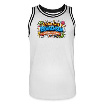 Ich bin nicht erwachsen Spruch Cartoon - Männer Basketball-Trikot - Weiß/Schwarz - Vorne - AI Model Male 185 dark (185cm)