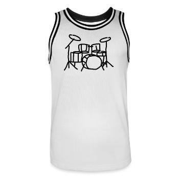 Drums Drummer Musical Instrument - Men's Basketball Jersey - white/black - Front - AI Model Male 185 dark (185cm)