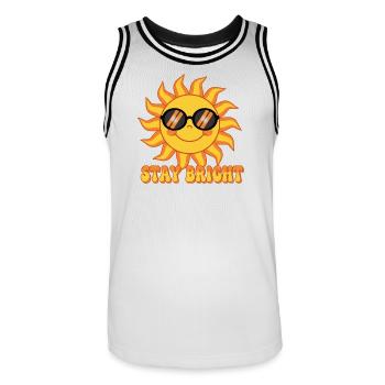 Bleib Bright Retro Groovy Smiling Sun Design - Männer Basketball-Trikot - Weiß/Schwarz - Vorne - AI Model Male 185 dark (185cm)