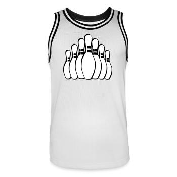 Kegeln Bowling Pins Kegel - Männer Basketball-Trikot - Weiß/Schwarz - Vorne - AI Model Male 185 dark (185cm)