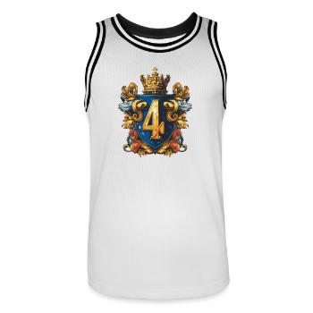 4 Number of coats of arms - Men's Basketball Jersey - white/black - Front - AI Model Male 185 dark (185cm)