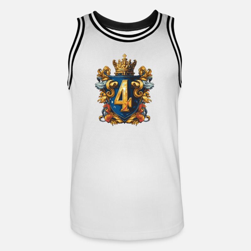 4 Numero di stemmi - Maglia da basket per uomo - bianco/nero