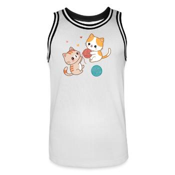 Chatons Joueurs et Pelotes Colorées - Maillot de basket Homme - blanc/noir - Devant - AI Model Male 185 dark (185cm)