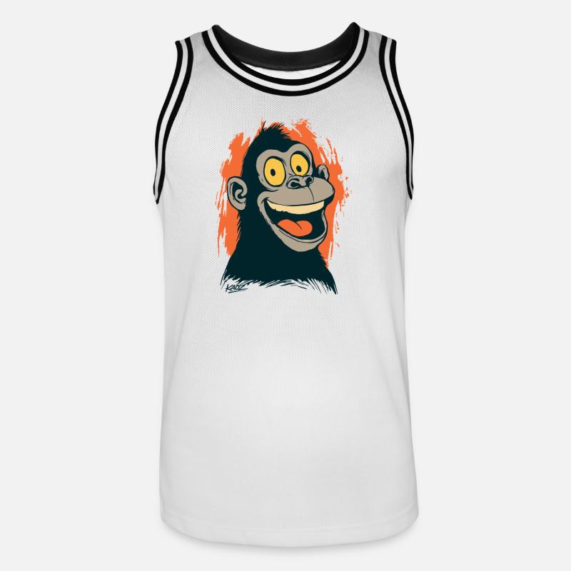 Testa di scimmia comica con aspetto giallo - Maglia da basket per uomo - bianco/nero