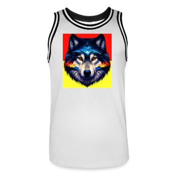 Loup - Maillot de basket Homme - blanc/noir - Devant - AI Model Male 185 dark (185cm)