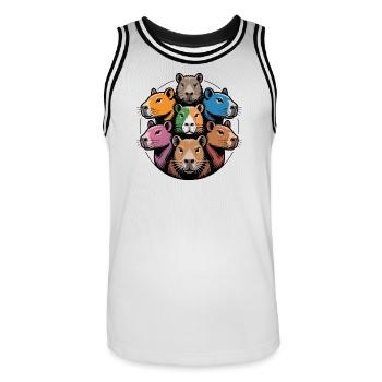 Multicolor Capybara Round Colorful Water Glows - Men's Basketball Jersey - white/black - Front - AI Model Male 185 dark (185cm)