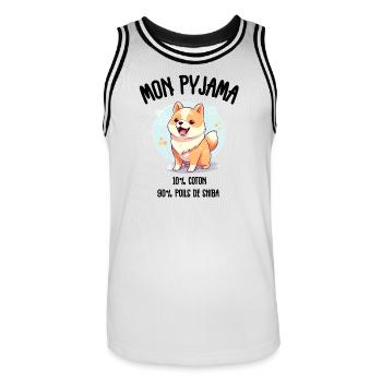 Shiba Humor Dog Pyjamas - Männer Basketball-Trikot - Weiß/Schwarz - Vorne - AI Model Male 185 dark (185cm)