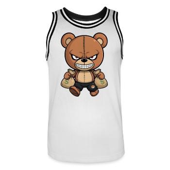 Money Bear Streetwear Design - Männer Basketball-Trikot - Weiß/Schwarz - Vorne - AI Model Male 185 dark (185cm)