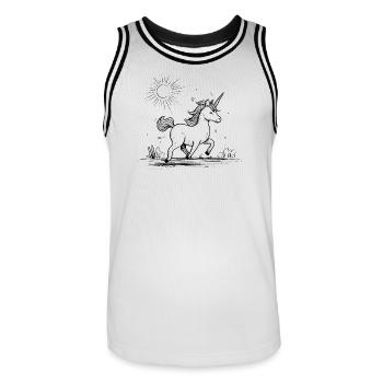 Einhorn im Sonnenschein - Männer Basketball-Trikot - Weiß/Schwarz - Vorne - AI Model Male 185 dark (185cm)