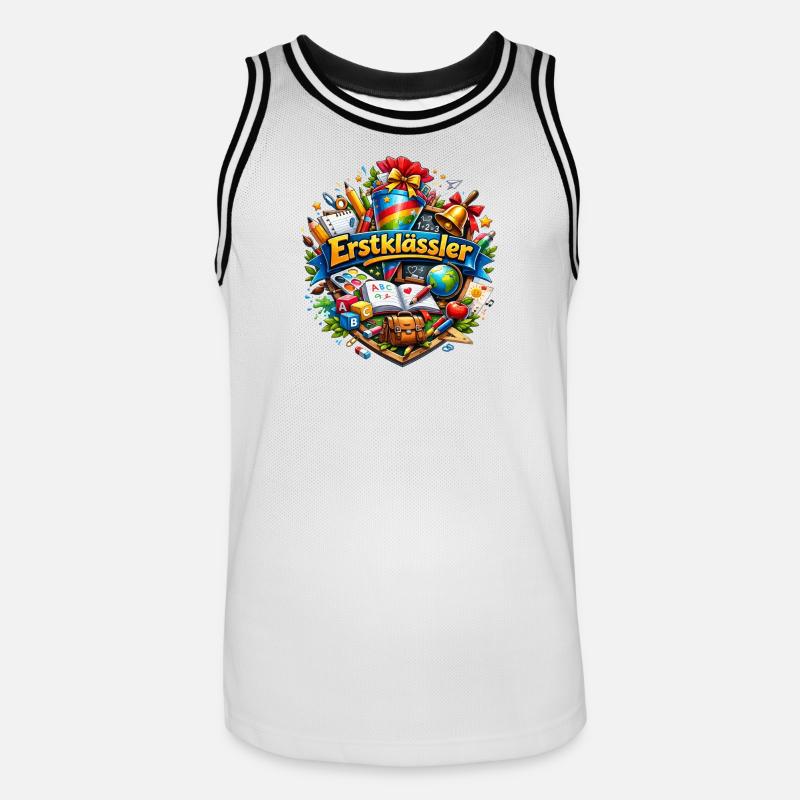 Logo del Mondo dell'Apprendimento della Prima Elementare - Maglia da basket per uomo - bianco/nero