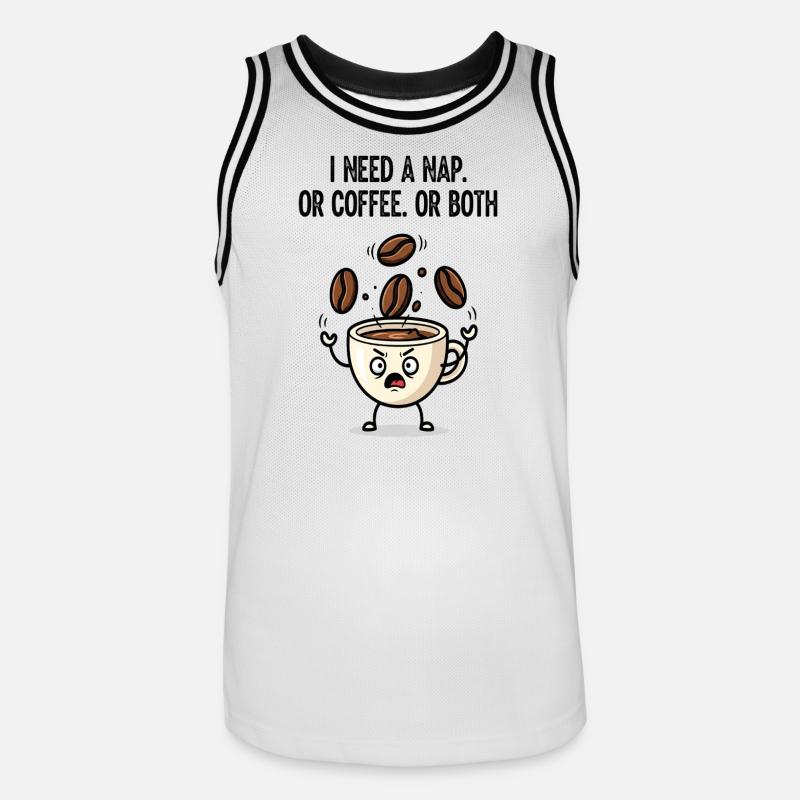 Nickerchen oder Kaffeetassen-Stimmung - Männer Basketball-Trikot - Weiß/Schwarz