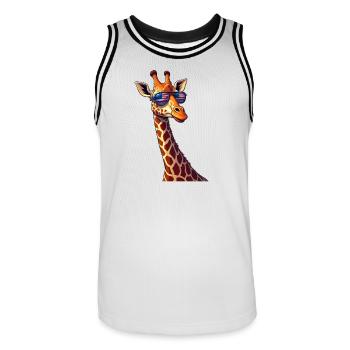 Lunettes Patriotic Giraffe USA - Maillot de basket Homme - blanc/noir - Devant - AI Model Male 185 dark (185cm)