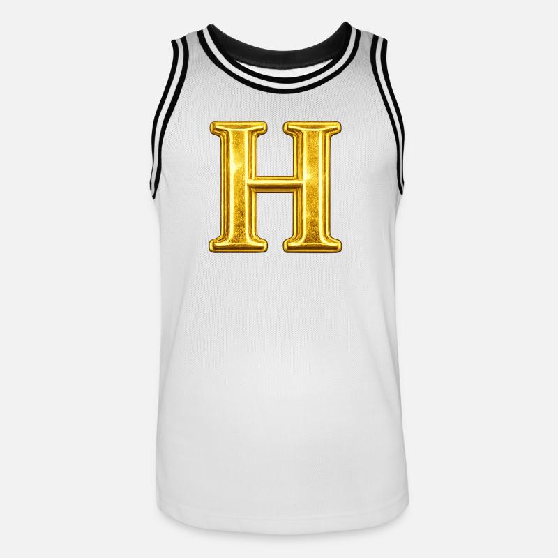 Monogramma della H d'Oro - Maglia da basket per uomo - bianco/nero