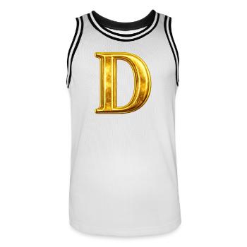 Gold D Monogram - Men's Basketball Jersey - white/black - Front - AI Model Male 185 dark (185cm)
