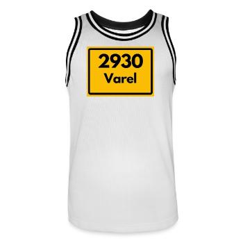ANCIEN CODE POSTAL RÉTRO 2930 VAREL MEER & MÜHLE - Maillot de basket Homme - blanc/noir - Devant - AI Model Male 185 dark (185cm)