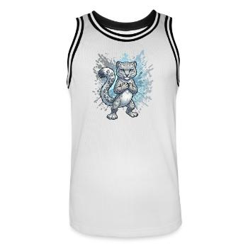 Schneeleopard Jungtier Splash - Männer Basketball-Trikot - Weiß/Schwarz - Vorne - AI Model Male 185 dark (185cm)