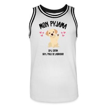 Labrador-Hunde-Pyjama-Humor - Männer Basketball-Trikot - Weiß/Schwarz - Vorne - AI Model Male 185 dark (185cm)