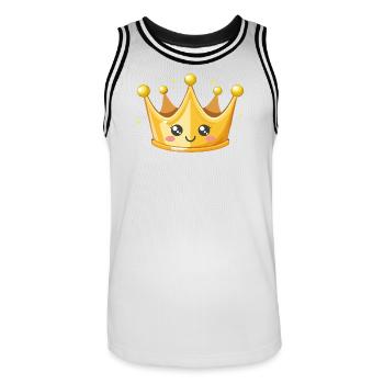 Illustration de la couronne d’or de Kawaii - Maillot de basket Homme - blanc/noir - Devant - AI Model Male 185 dark (185cm)