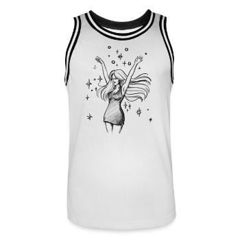 Autonomisation de la femme dansante - Illustration - Maillot de basket Homme - blanc/noir - Devant - AI Model Male 185 dark (185cm)