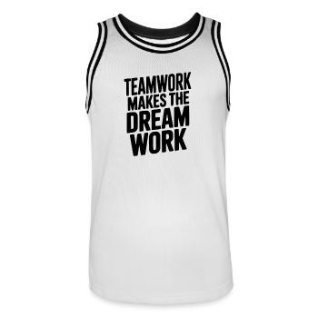 Teamwork Makes the Dream Work - Men's Basketball Jersey - white/black - Front - AI Model Male 185 dark (185cm)