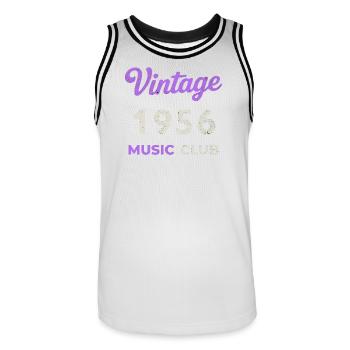 Vintage 1956 Music Club Retro Geburtsjahr Jahrgang - Männer Basketball-Trikot - Weiß/Schwarz - Vorne - AI Model Male 185 dark (185cm)
