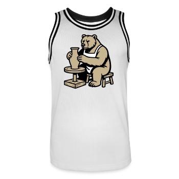 Steady Hands Grizzly — Master of Ceramics - Men's Basketball Jersey - white/black - Front - AI Model Male 185 dark (185cm)
