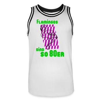 Flamingos années 80 - Maillot de basket Homme - blanc/noir - Devant - AI Model Male 185 dark (185cm)