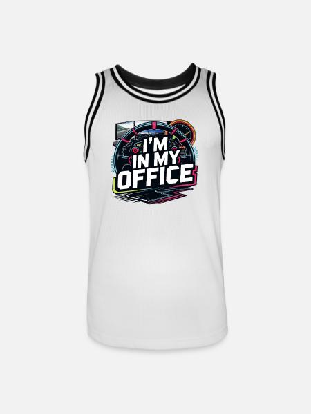 I'm in my office - Men's Basketball Jersey - white/black
