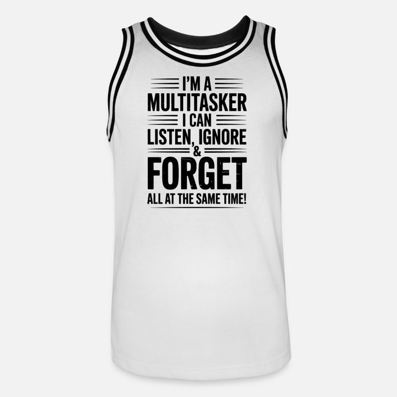 Multitasker Sprüche Sarkasmus Bürohumor Geschenk - Männer Basketball-Trikot - Weiß/Schwarz