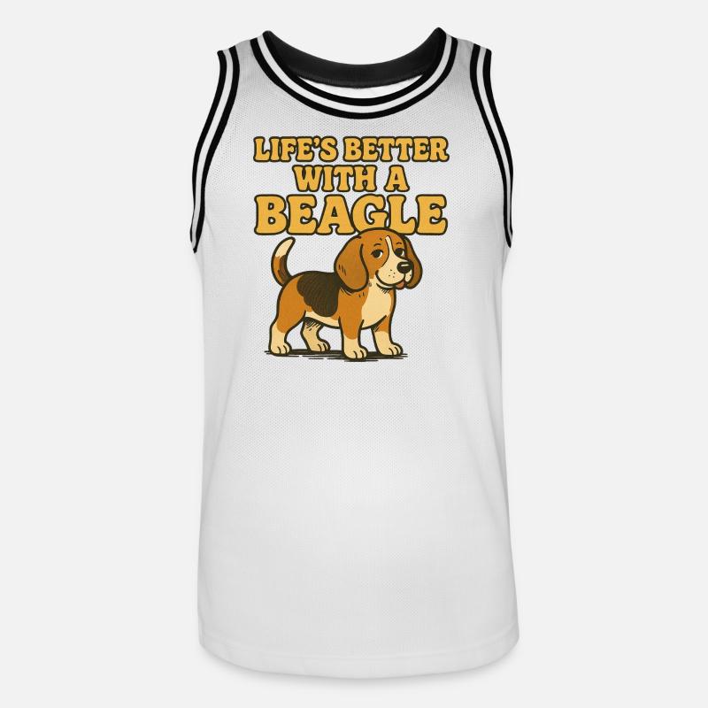 Beagle-Leben besser mit einem Beagle - Männer Basketball-Trikot - Weiß/Schwarz