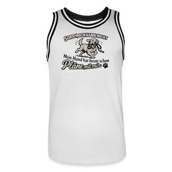 Sorry, ich kann nicht – Hund hat Pläne - Männer Basketball-Trikot - Weiß/Schwarz - Vorne - AI Model Male 185 dark (185cm)