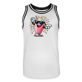 Cheerful Sorbet with Sunglasses - Men's Basketball Jersey - white/black - Front - AI Model Male 185 dark (185cm)