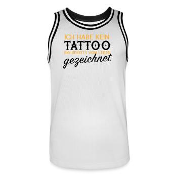 Kein Tattoo, vom Leben gezeichnet - Männer Basketball-Trikot - Weiß/Schwarz - Vorne - AI Model Male 185 dark (185cm)