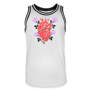 Anatomical Heart Roses Multicolored - Men's Basketball Jersey - white/black - Front - AI Model Male 185 dark (185cm)