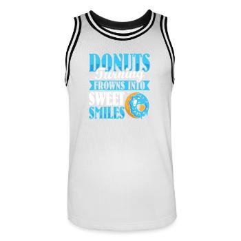 Restauration rapide en donuts - Maillot de basket Homme - blanc/noir - Devant - AI Model Male 185 dark (185cm)