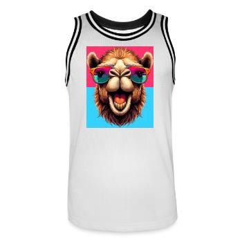 Kamel - Männer Basketball-Trikot - Weiß/Schwarz - Vorne - AI Model Male 185 dark (185cm)