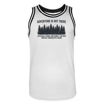 Adventure is out there – Funny Outdoor Spruch - Männer Basketball-Trikot - Weiß/Schwarz - Vorne - AI Model Male 185 dark (185cm)