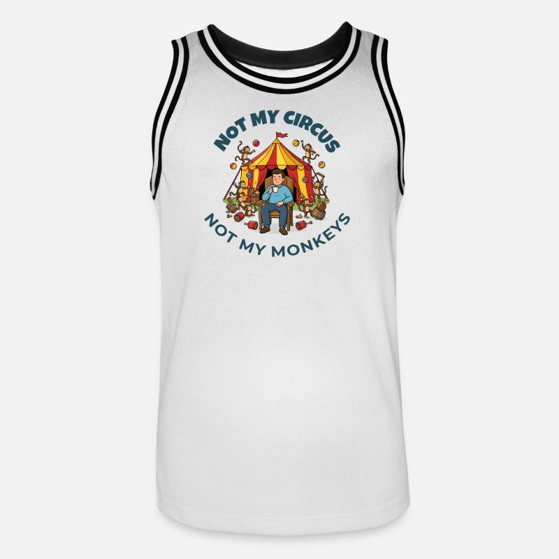 Pas mon cirque, pas mes singes - Maillot de basket Homme - blanc/noir