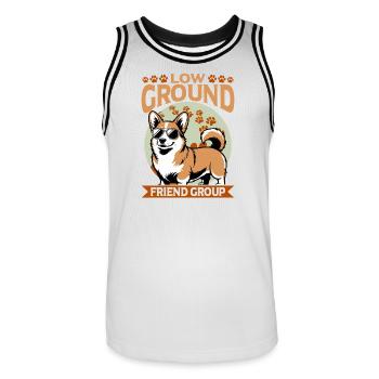 Corgi de race de chien drôle - Maillot de basket Homme - blanc/noir - Devant - AI Model Male 185 dark (185cm)